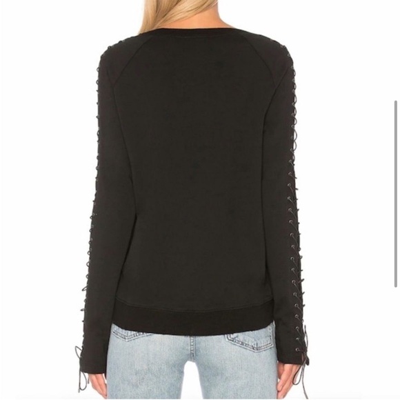 PAM & GELA Black Lace-Up Sleeve Sweatshirt / Sweater - Picture 3 of 5